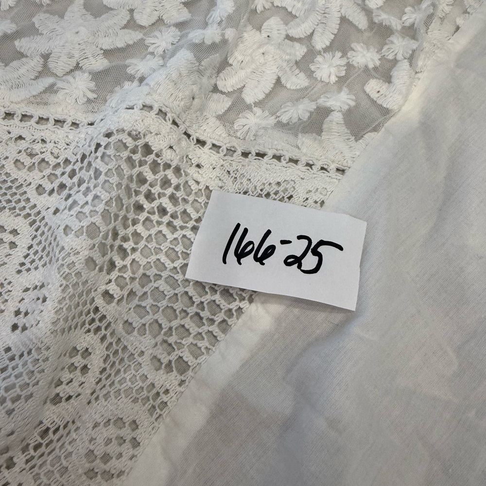 Pure white floral lace fringe swim cover up tunic top SZ S/M - Picture 11 of 12